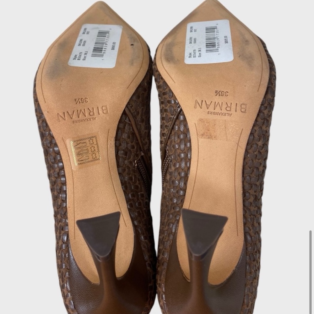 Alexandre Birman NEW Brown Woven Leather Myra Ankle Boots Size 36 1/2 - Picture 7 of 8
